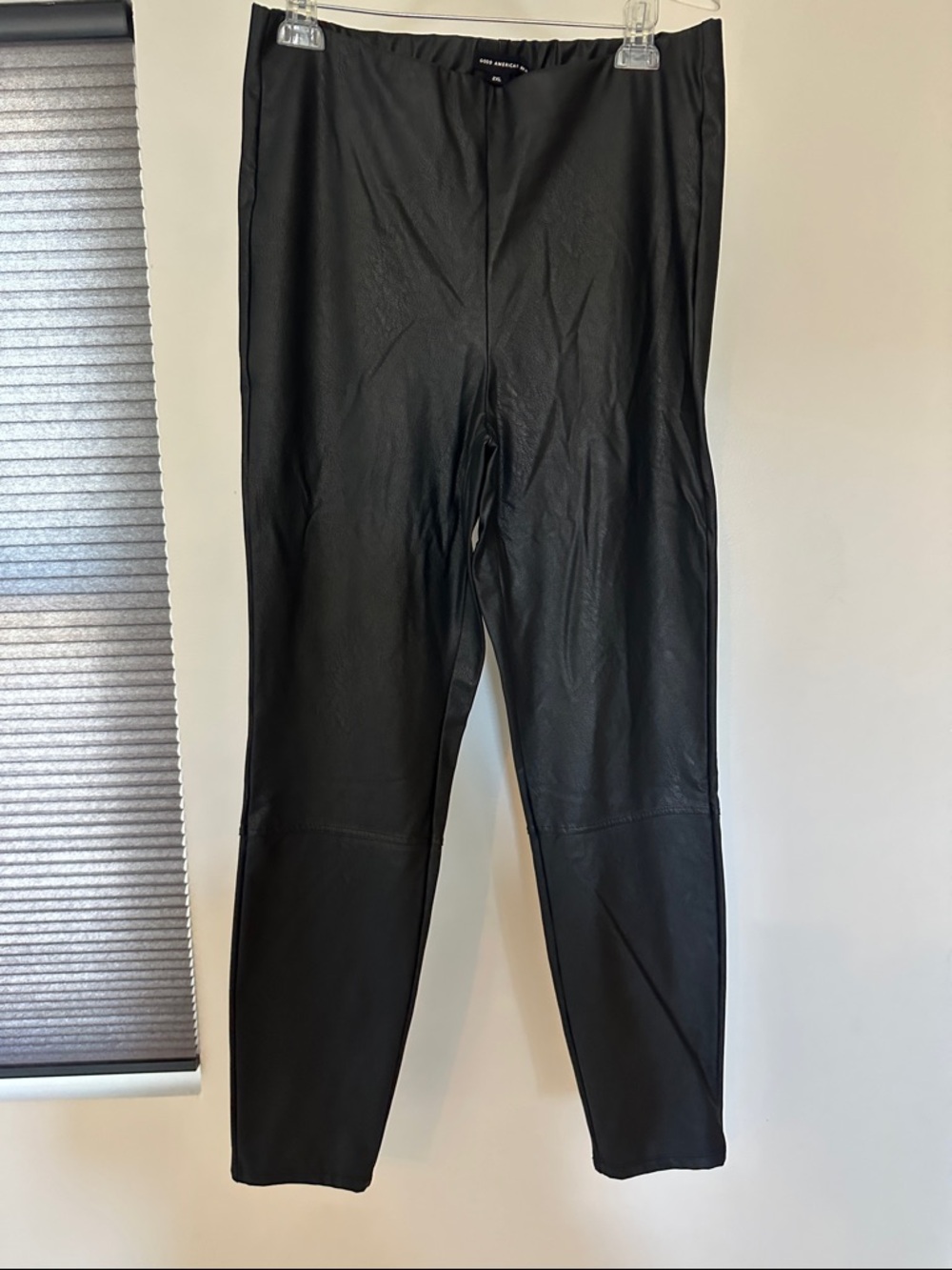 Good American Black Faux Leather Joggers